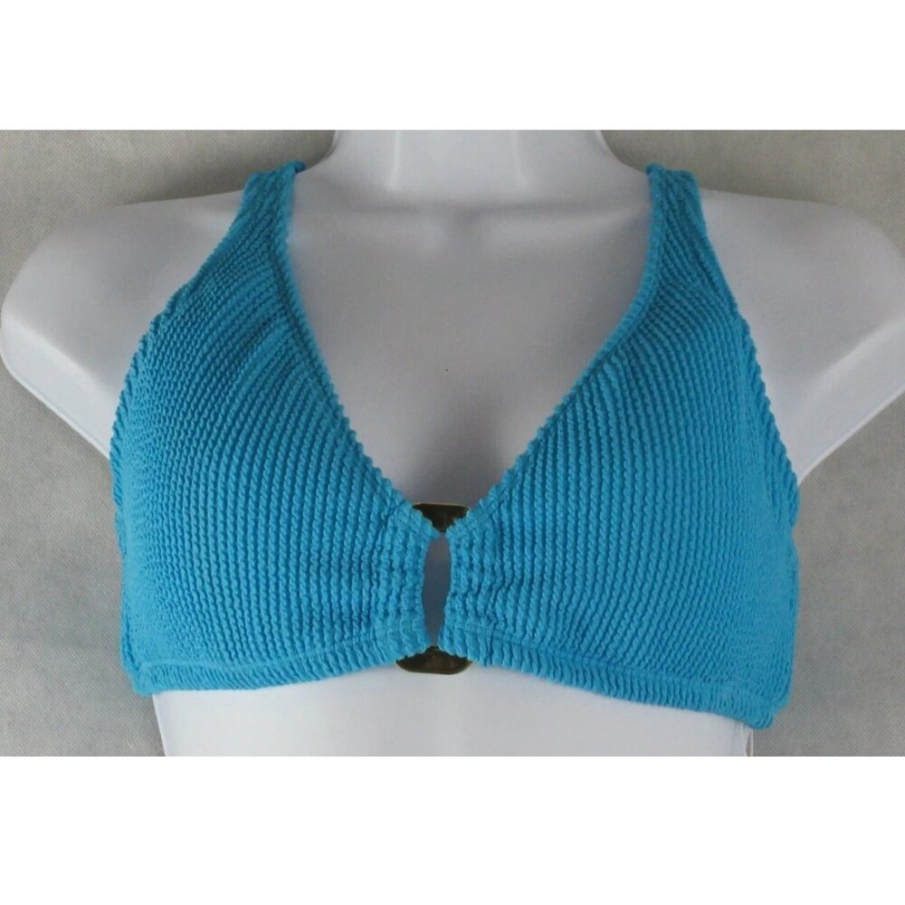 NWT Bleu by Rod Beattie Women's D-Ring Cross Back Bikini Top Swimsuit, Blue
